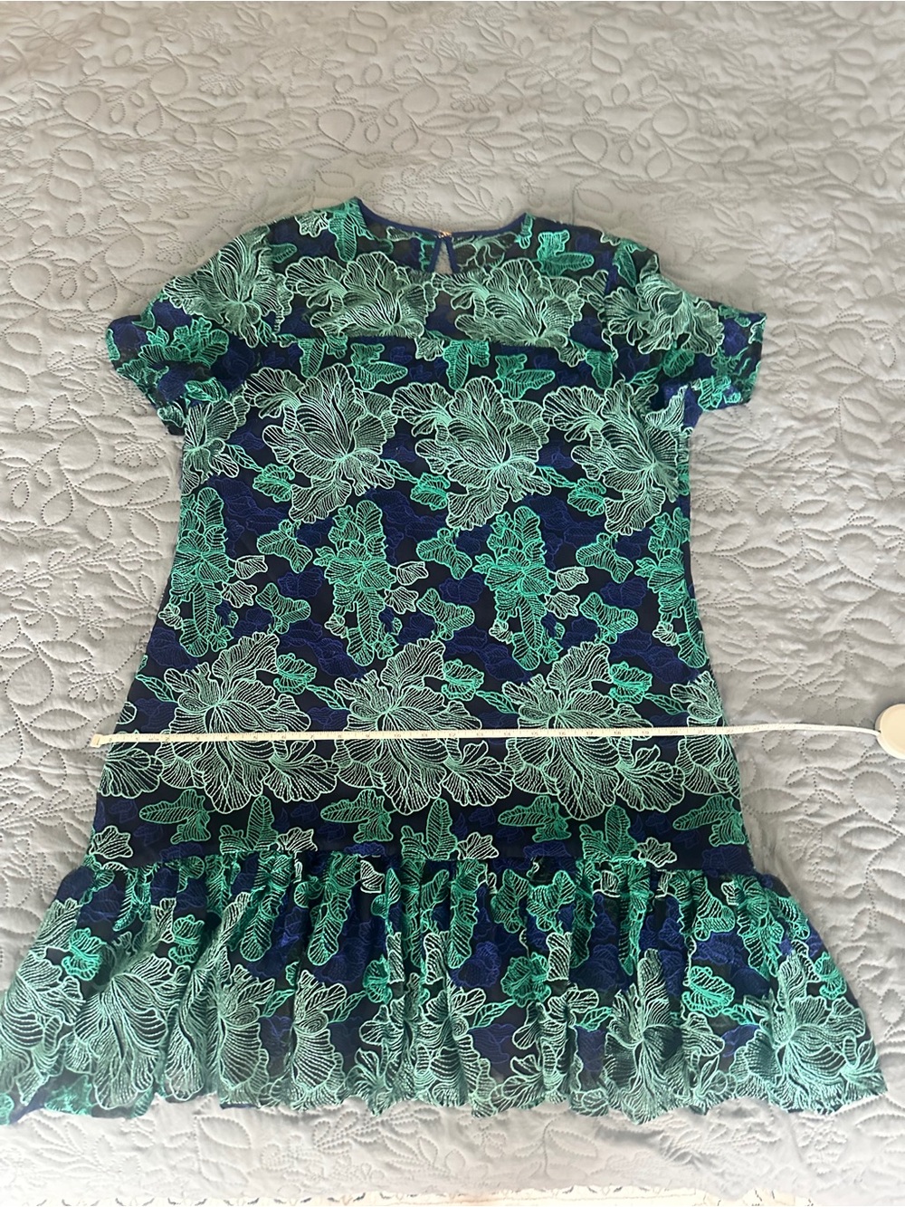 Trina Turk Lace Dress Size 10 Blue Teal Abstract Lace Mini Dress - Picture 8 of 8